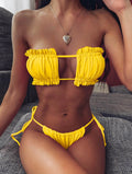 Frill Trim Ruched Bikini Set - Hovatok