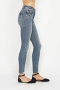 Judy Blue Full Size Tummy Control Vintage Wash Hem Destroy Skinny Jeans - Hovatok
