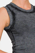 Zenana Washed Ribbed Round Neck Slim Tank - Hovatok