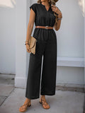 Perfee Notched Wide Leg Jumpsuit - Hovatok
