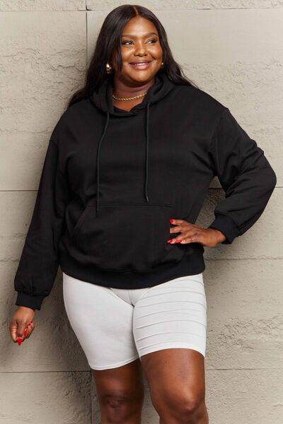 Full Size Long Sleeve Dropped Shoulder Hoodie - Hovatok