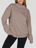 Mock Neck Drop Shoulder Long Sleeve Sweatshirt - Hovatok