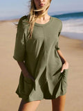 Lovelet Backless Round Neck Half Sleeve Romper - Hovatok