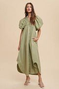 Annie Wear Smocked Puff Sleeve Midi Dress - Hovatok