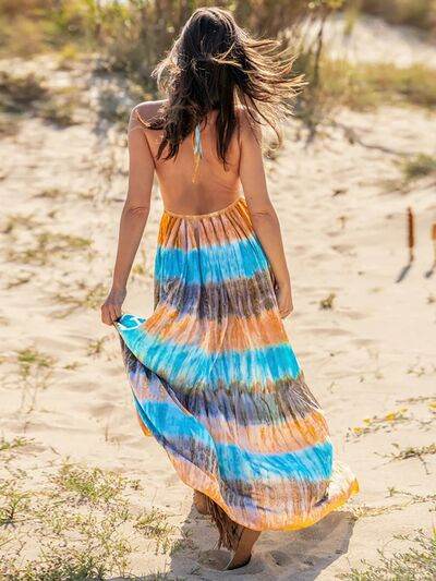 Tie-Dye Halter Neck Dress - Hovatok