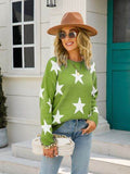 Angel Wings Star Round Neck Dropped Shoulder Sweater - Hovatok