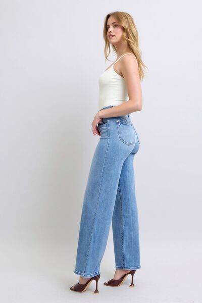 Judy Blue Full Size Wide Leg Jeans with Pockets - Hovatok