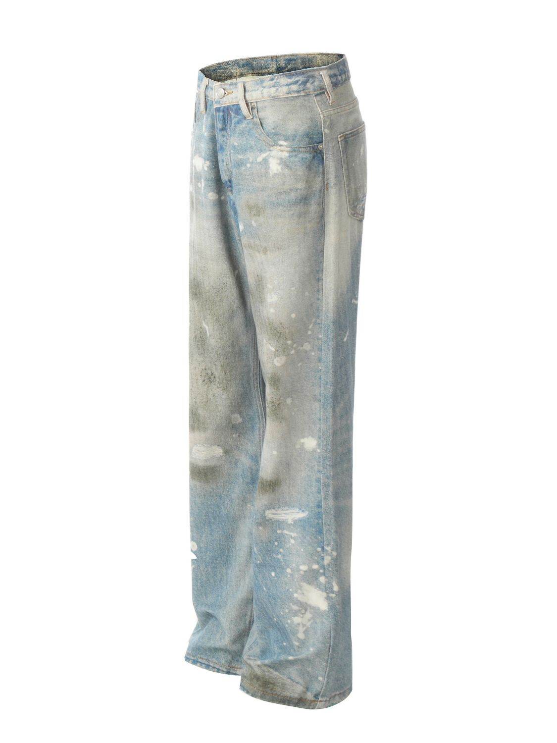 Men's Waste Soil Style Straight Leg Jeans - Hovatok