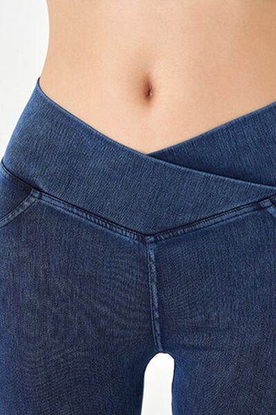 Basic Bae Asymmetrical Waist Denim Shorts with Pockets - Hovatok