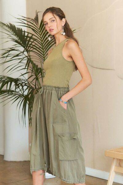 ADORA Drawstring Sleeveless Washed Dress - Hovatok