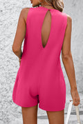 Mandy Round Neck Sleeveless Front Pocket Romper - Hovatok