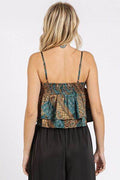 Mittoshop Paisley Patchwork Print Satin Ruffle Crop Cami - Hovatok
