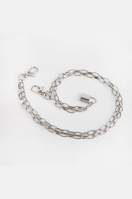 Double Layered Iron Chain Belt with Lock Charm - Hovatok