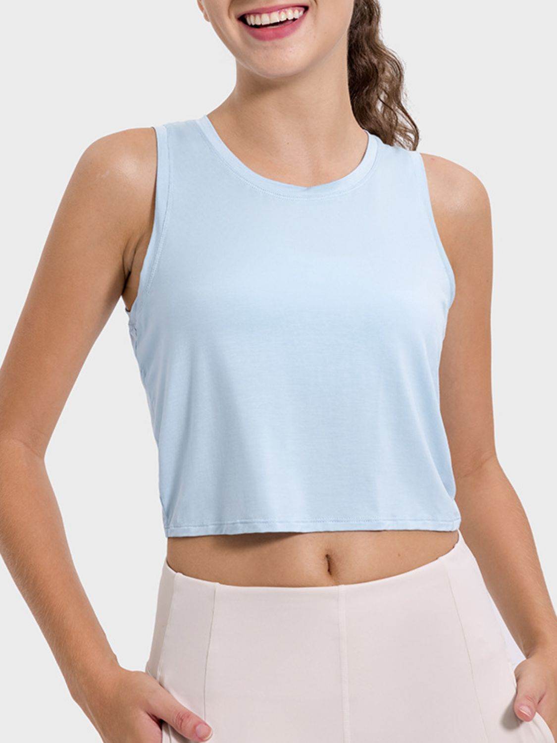 Millennia Drawstring Cutout Round Neck Active Tank - Hovatok