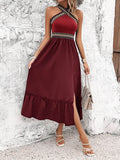 Devine Ruffled Slit Sleeveless Midi Dress - Hovatok