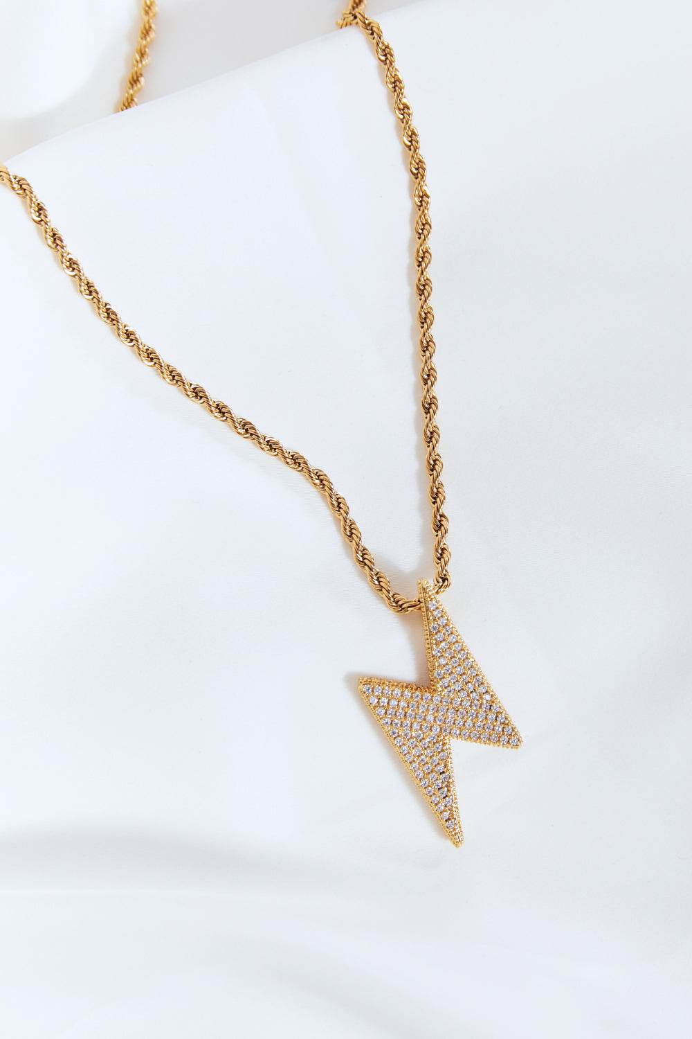 Brass Lightning Pendant Necklace - Hovatok
