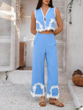 Devine Contrast Cropped Vest and Pants Set - Hovatok