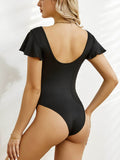 Ruffled V-Neck Cap Sleeve One-Piece Swimwear - Hovatok