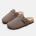 Suede Closed Toe Buckle Slide - Hovatok