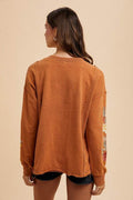 Annie Wear Embroidered Long Sleeve French Terry Top - Hovatok
