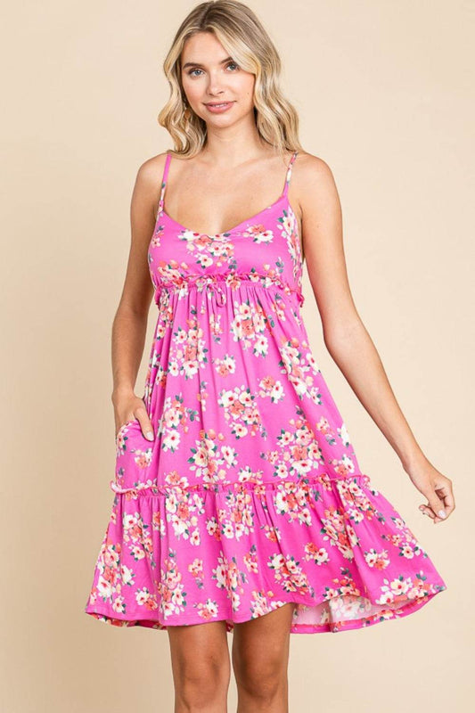 Culture Code Full Size Floral Ruffled Cami Dress - Hovatok