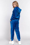 ACTIVE BASIC Faux Fur Zip Up Long Sleeve Hoodie and Joggers Set - Hovatok