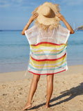 Angel Wings Cutout Striped Cover-Up with Tassel - Hovatok