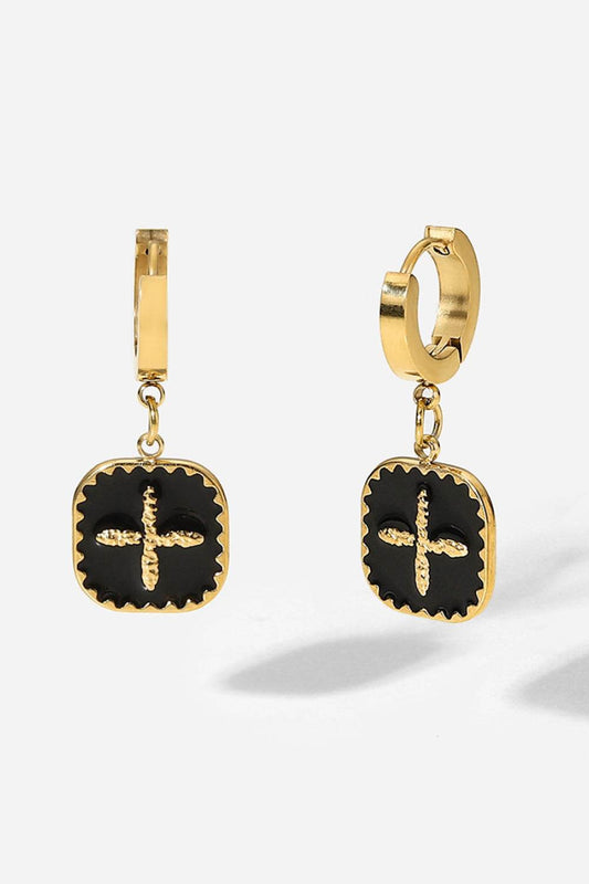 Plus Sign Square Shape Drop Earrings - Hovatok