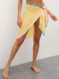 Rainbow Pompom Trim Swim Skirt - Hovatok