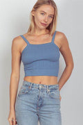 VERY J Cable Knit Seamless Cropped Cami - Hovatok