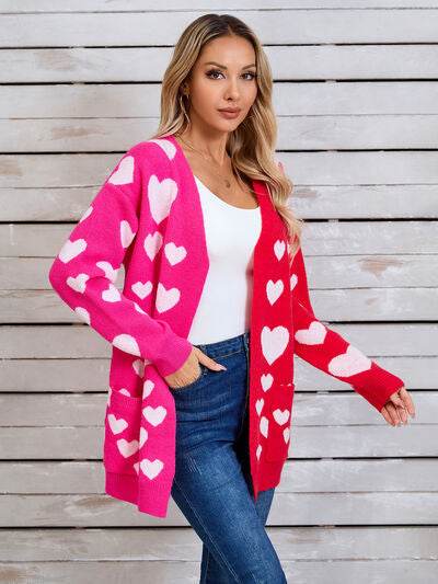 Angel Wings Heart Open Front Long Sleeve Cardigan - Hovatok