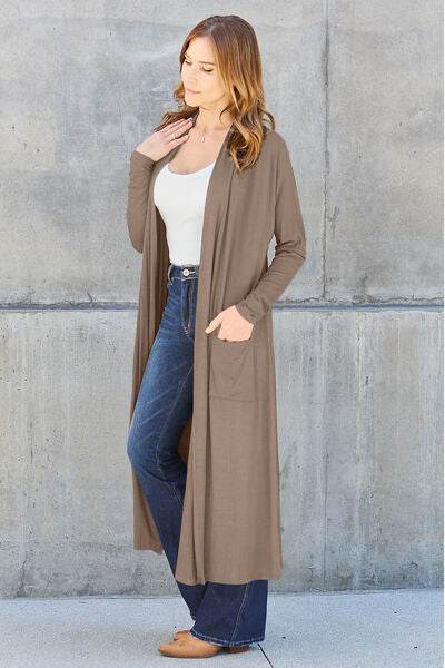 Basic Bae Full Size Open Front Long Sleeve Cover Up - Hovatok