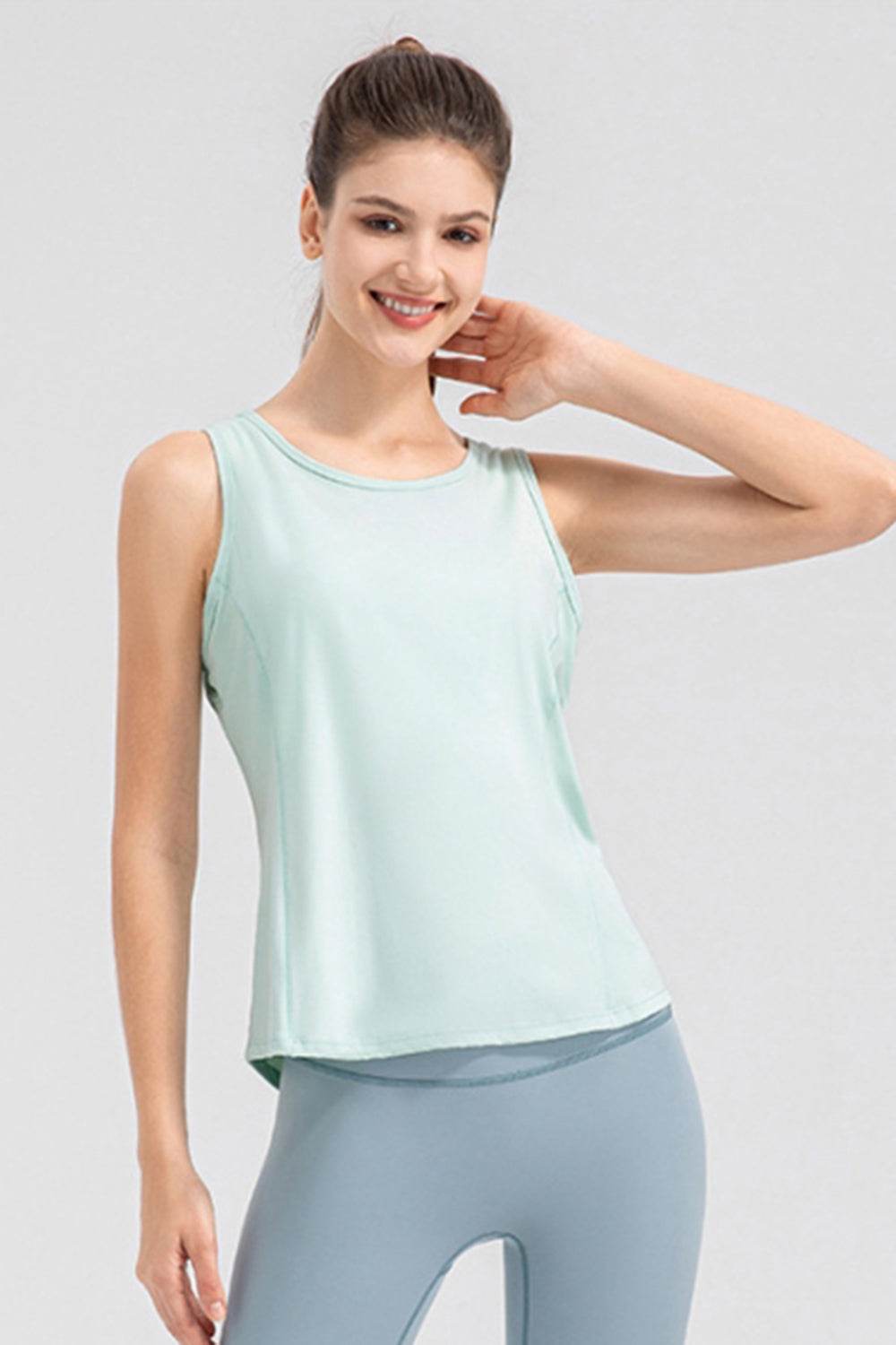 Wide Strap Round Neck Active Tank - Hovatok