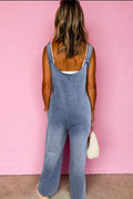 Wide Strap Denim Overalls with Pockets - Hovatok