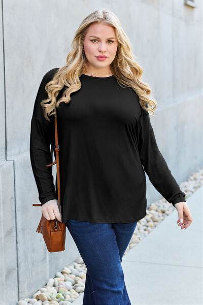 Basic Bae Full Size Round Neck Dropped Shoulder T-Shirt - Hovatok