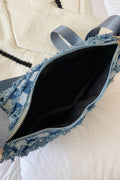 Raw Hem Checkered Denim Crossbody Bag - Hovatok