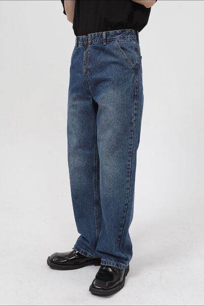 Mid Rise Baggy Jeans with Pockets - Hovatok