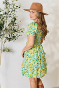 Devine Smocked Scoop Neck Flounce Sleeve Mini Dress - Hovatok