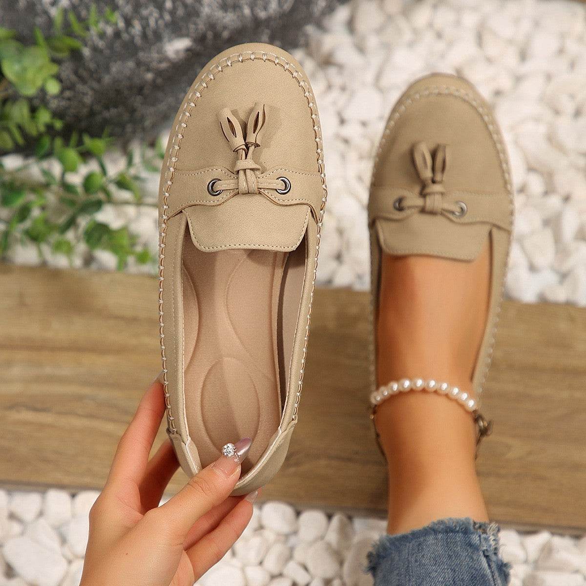 PU Leather Flat Loafers - Hovatok