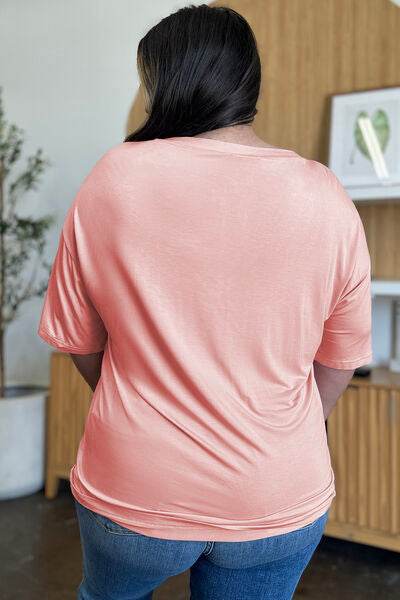 Basic Bae Full Size Bamboo V-Neck Drop Shoulder T-Shirt - Hovatok