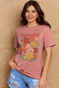 Simply Love Full Size GRATEFUL Flower Graphic Cotton T-Shirt - Hovatok