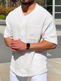 Men's Plus Size Chest Pocket Button Down Shirt - Hovatok