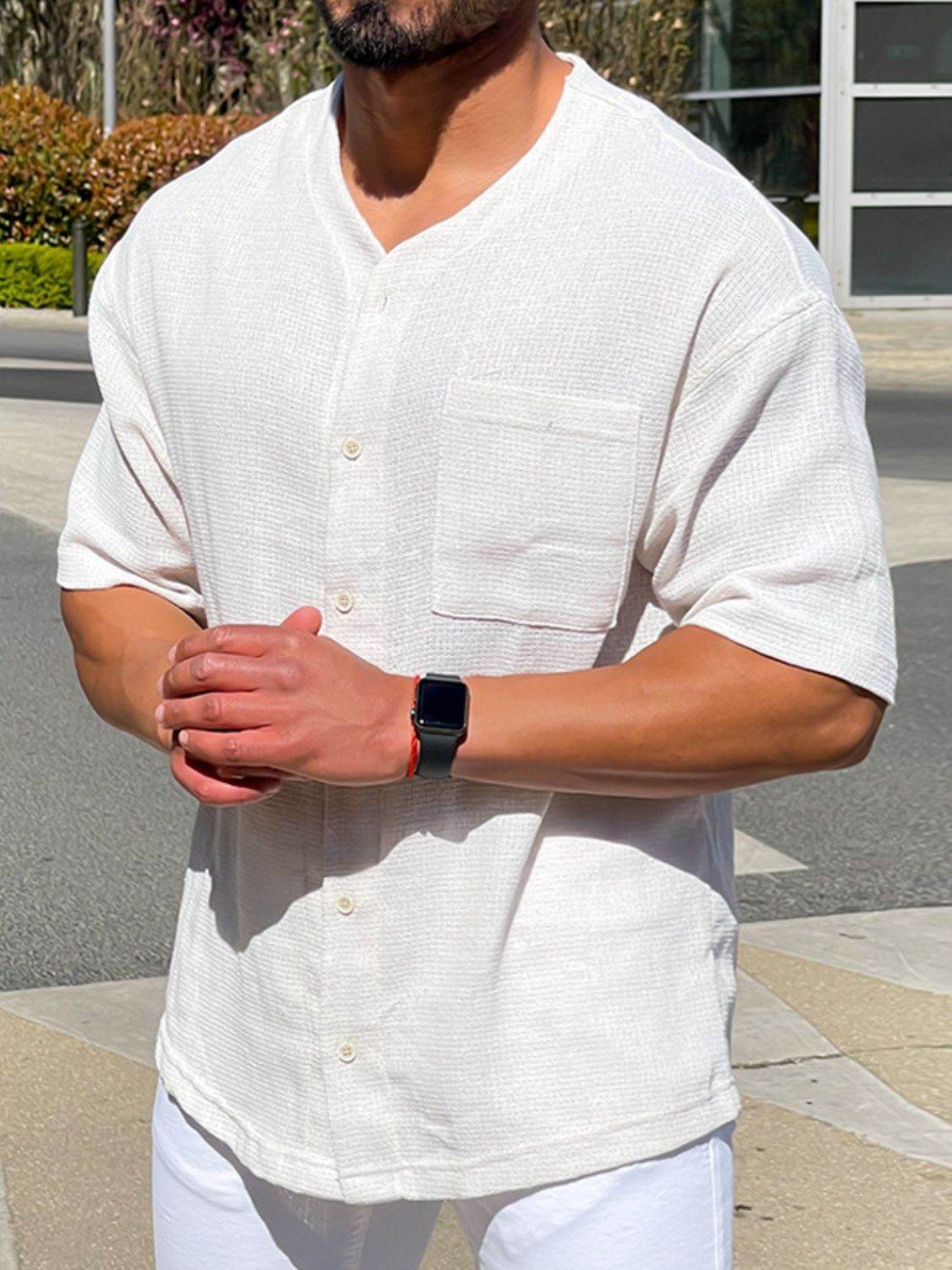 Men's Plus Size Chest Pocket Button Down Shirt - Hovatok