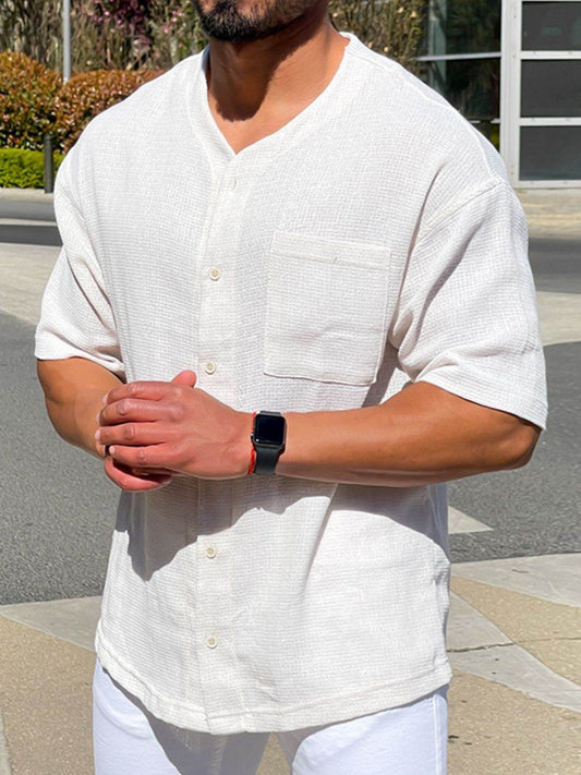 Men's Plus Size Chest Pocket Button Down Shirt - Hovatok