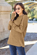 Basic Bae Full Size Ribbed Round Neck Long Sleeve Knit Top - Hovatok