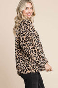 Culture Code Leopard Faux Fur Round Neck Top - Hovatok