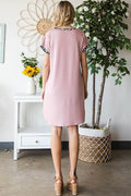Heimish Full Size Solid Color Block and Animal Mini Dress Plus Size - Hovatok