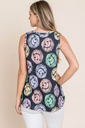 BOMBOM Round Neck Smiley Face Tank - Hovatok