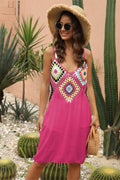 Geometric V-Neck Spaghetti Strap Cover Up Dress - Hovatok