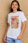 Simply Love Full Size GRATEFUL Flower Graphic Cotton T-Shirt - Hovatok